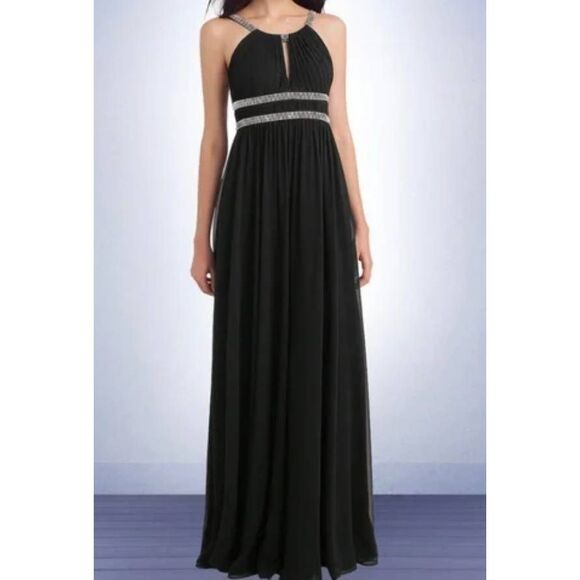 Bill Levkoff size 14 Black and Silver full length gown.  Stunning 😍 - Picture 1 of 11